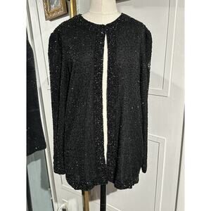 Vintage 80s STENAY Beaded Silk Evening Jacket Sz Medium Special Occasion Wedding
